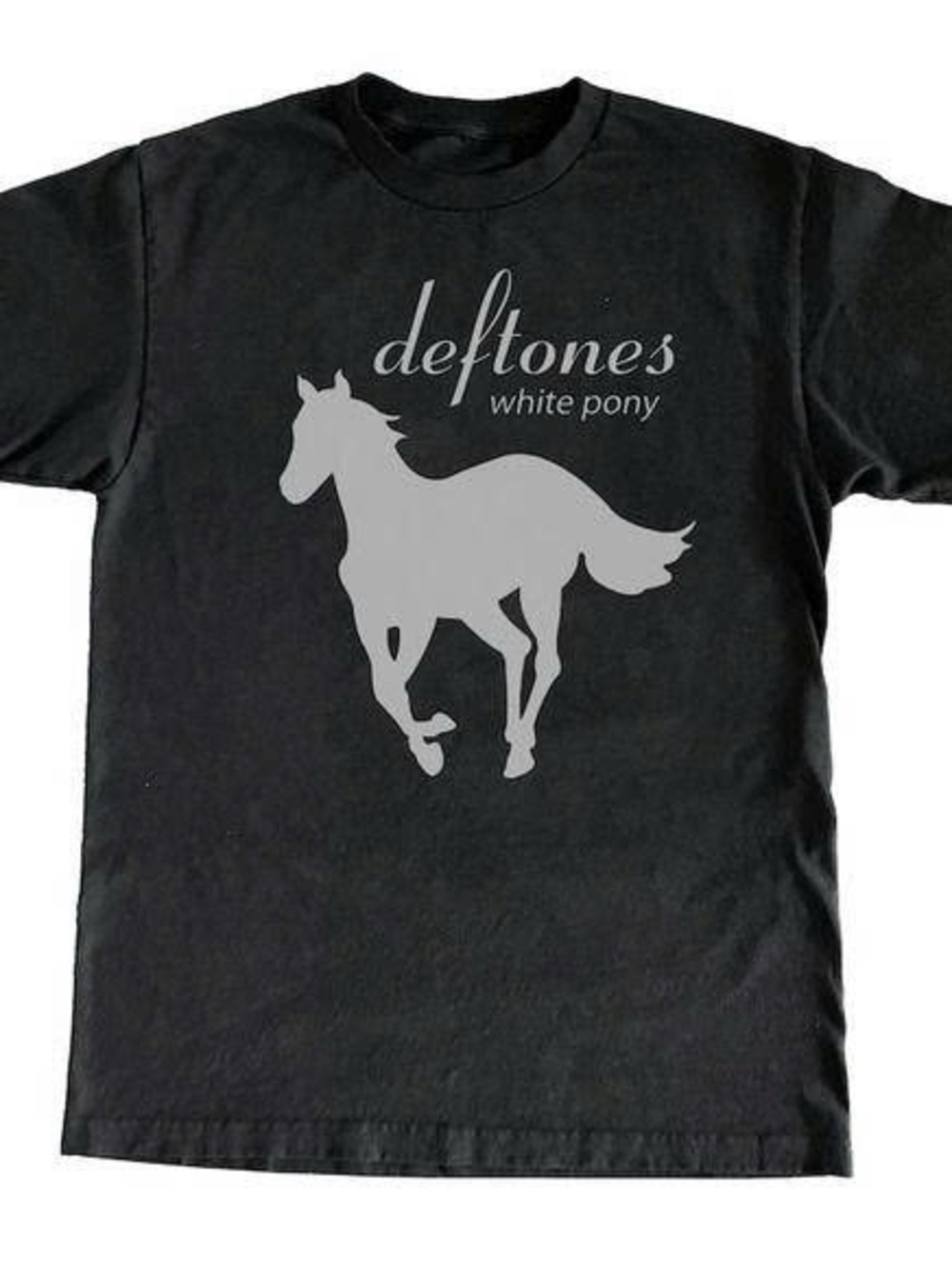 Black T-Shirt with White Pony Deftones Graphic